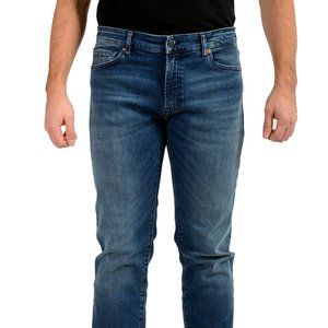 Hugo Boss Men's "Maine BC-L-P" Regular Fit Blue Wash Straight Jeans